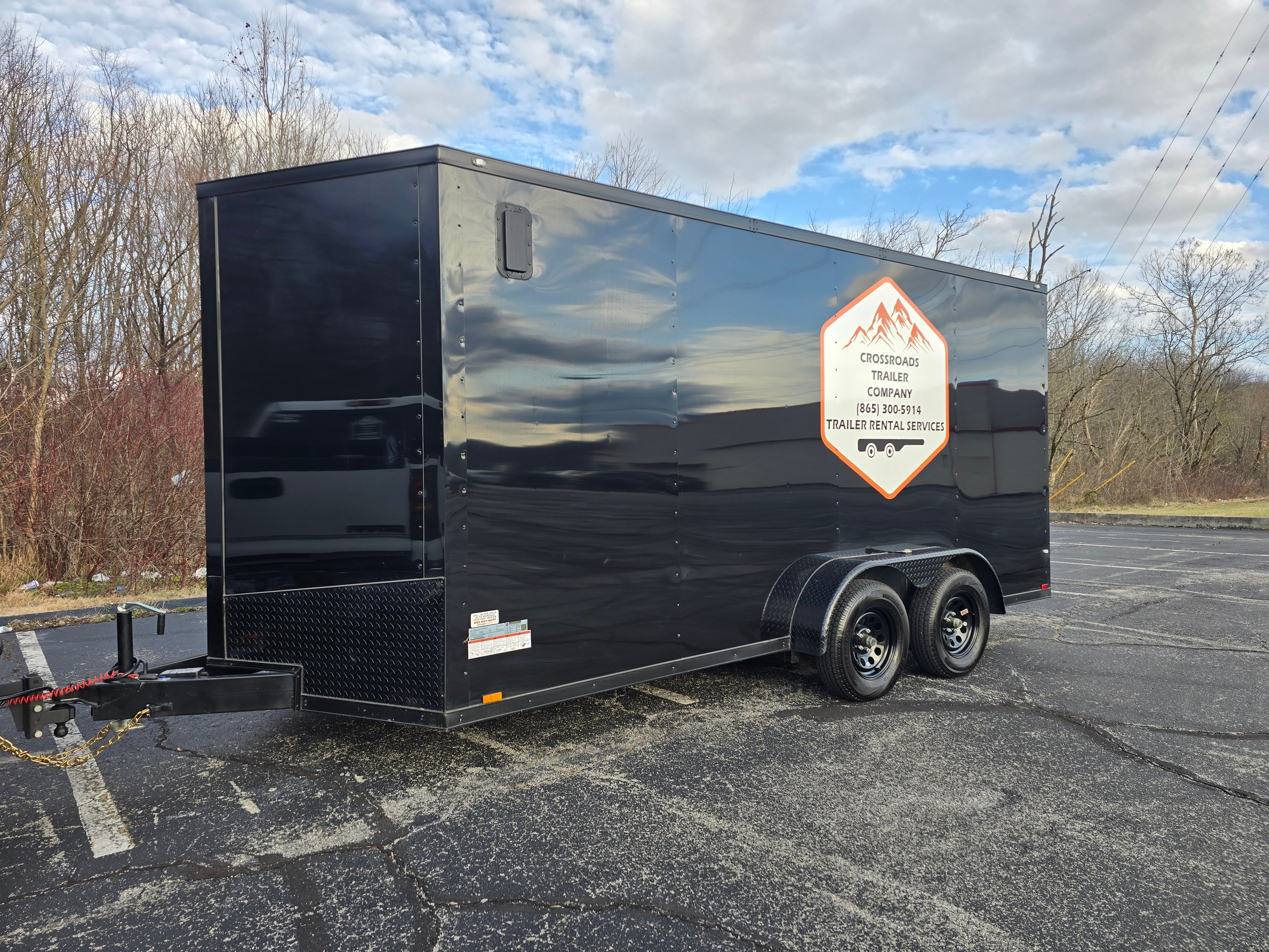 16ft Enclosed Cargo Trailer side view - available for rent in Knoxville, TN